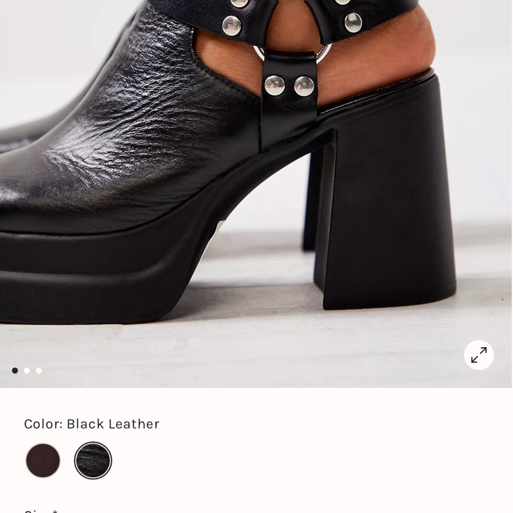 Free People Black Leather Platform Heels - Picture 5 of 12